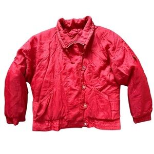 Krazy Krinkle Red vintage 80s puffer jacket with pockets Lrg. #puffer